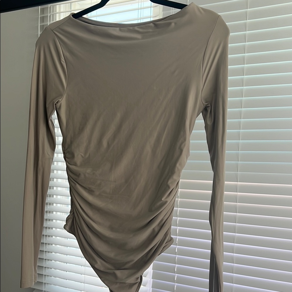 Elegant Taupe Long Sleeve Women's Top